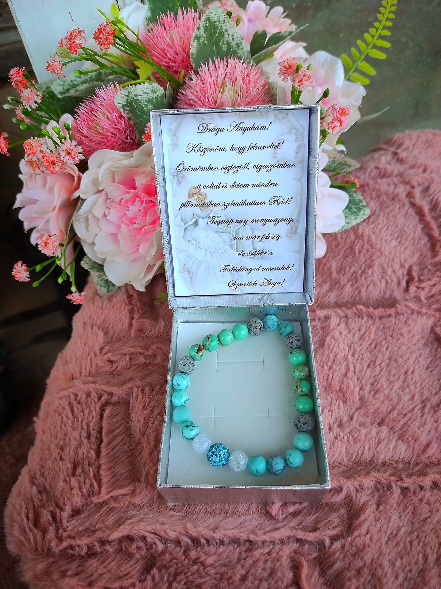 Türkiz örömanya szülőköszöntő ajándék